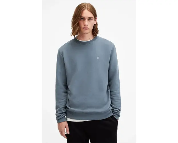 AllSaints hanorac de bumbac RAVEN CREW barbati, neted, M037NB