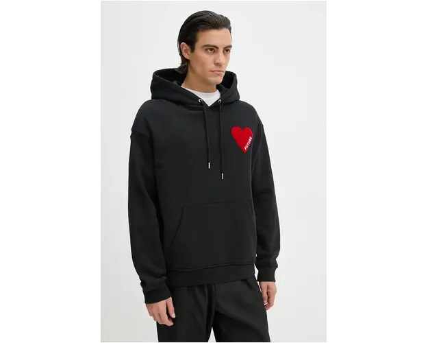 FROM FUTURE hanorac de bumbac barbati, culoarea negru, cu gluga, neted, MSW01121