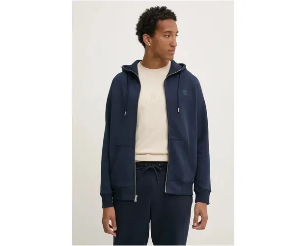 Timberland bluza barbati, culoarea albastru marin, cu gluga, neted, TB0A2BNBZ021