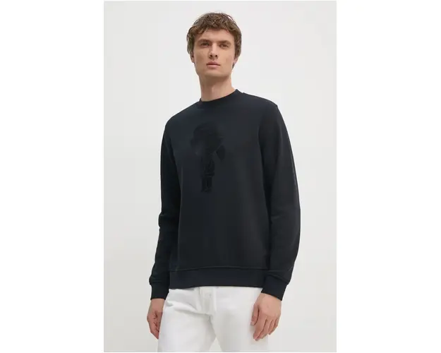 Karl Lagerfeld bluza barbati, culoarea albastru marin, cu imprimeu