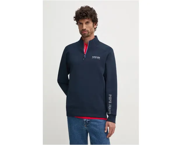 Pepe Jeans bluza Red Bull Racing x Pepe Jeans barbati, culoarea bleumarin, cu imprimeu, RM580001