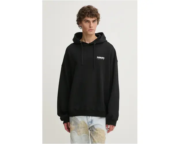 Fiorucci hanorac de bumbac barbati, culoarea negru, cu gluga, cu imprimeu, U01FPSHO092CJ05BK04