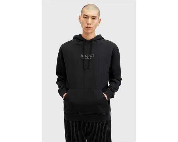 AllSaints hanorac de bumbac BONES OTH HOODY barbati, culoarea negru, cu gluga, neted, M005NB