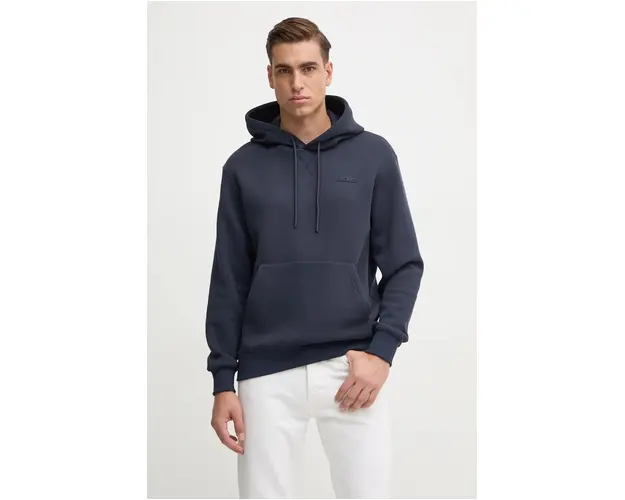 MACKAGE bluza barbati, culoarea albastru marin, cu gluga, neted, KRYSTIAN