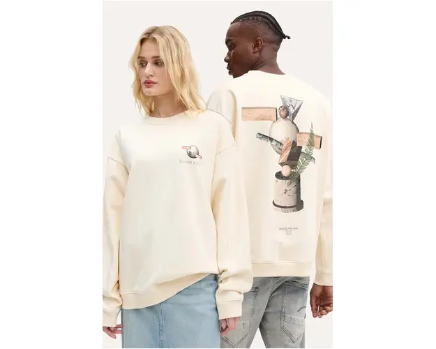 Filling Pieces hanorac de bumbac culoarea bej, cu imprimeu, 74514089936