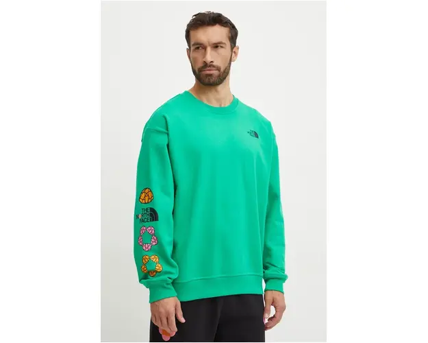 The North Face hanorac de bumbac TNF x Yinka Ilori culoarea verde, cu imprimeu, NF0A89C5PO81