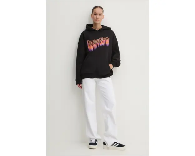 Vertere Berlin hanorac de bumbac culoarea negru, cu gluga, cu imprimeu, VER H122
