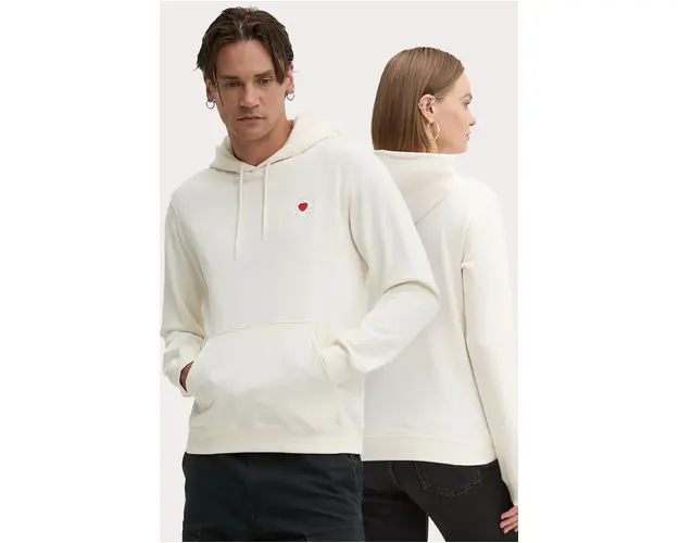 Converse bluza culoarea bej, cu gluga, cu imprimeu, 10026889-A02