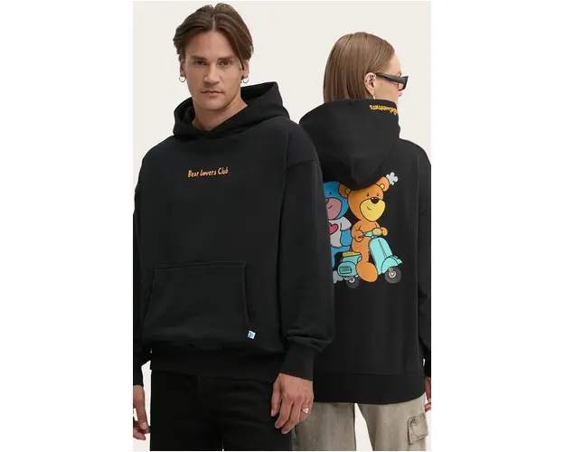 Inbetweeners hanorac de bumbac culoarea negru, cu gluga, cu imprimeu, F4TWUAHS015