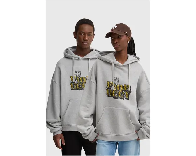 Fiorucci hanorac de bumbac culoarea gri, cu gluga, cu imprimeu, U01FMSHO092CJ05GY01