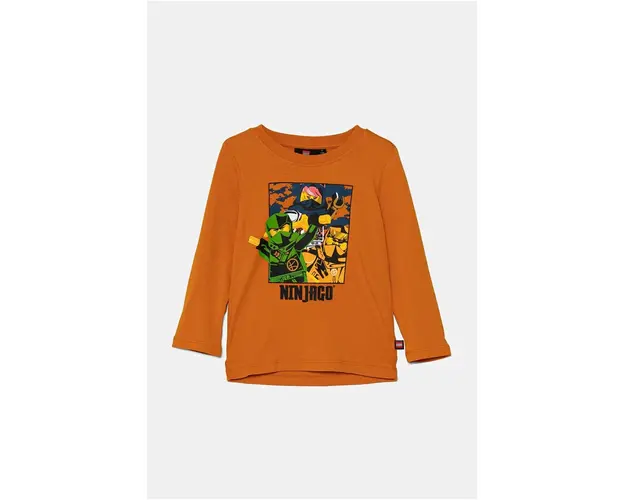 Lego longsleeve din bumbac pentru copii LWTANO 621 culoarea portocaliu, cu imprimeu, 12011285