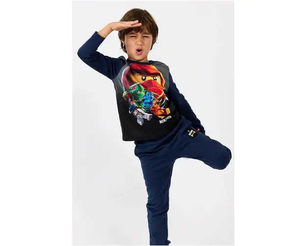 Lego longsleeve din bumbac pentru copii LWTANO 619 culoarea albastru marin, cu imprimeu, 12011292
