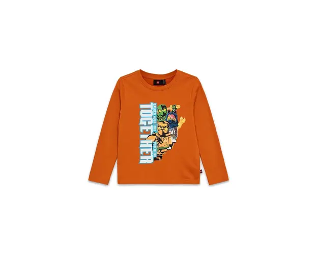 Lego longsleeve din bumbac pentru copii LWTANO 702 culoarea portocaliu, cu imprimeu, 12011344