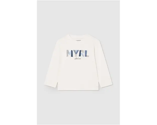 Mayoral longsleeve din bumbac pentru bebelusi culoarea bej, cu imprimeu, 108