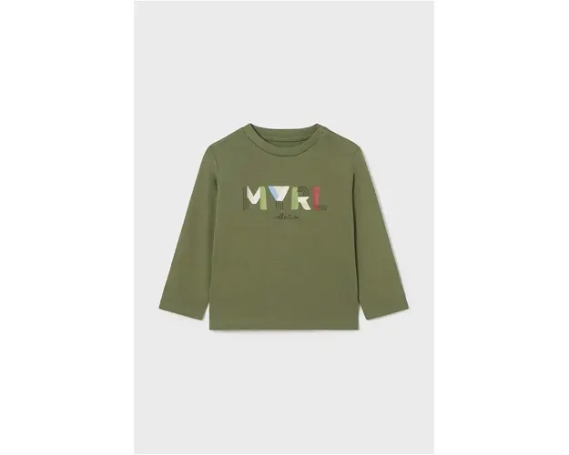 Mayoral longsleeve din bumbac pentru bebelusi culoarea verde, cu imprimeu, 108