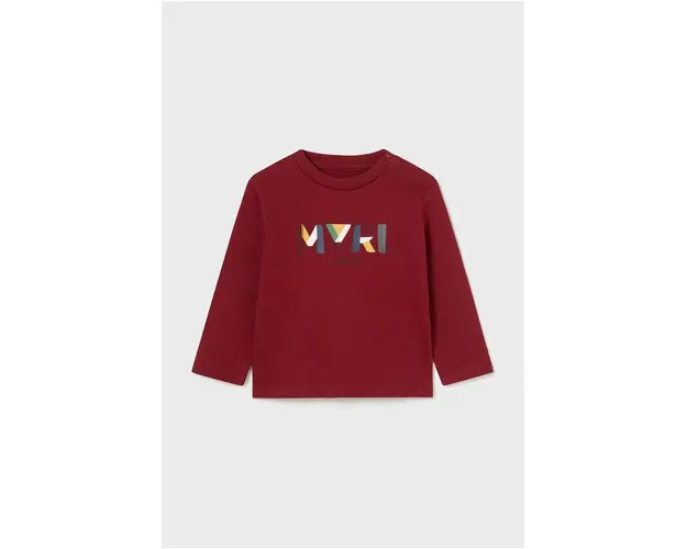 Mayoral longsleeve din bumbac pentru bebelusi culoarea bordo, cu imprimeu, 108