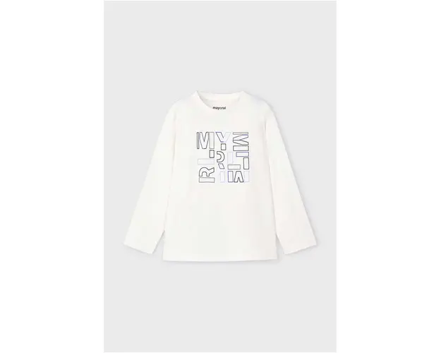 Mayoral longsleeve din bumbac pentru copii culoarea bej, cu imprimeu, 173