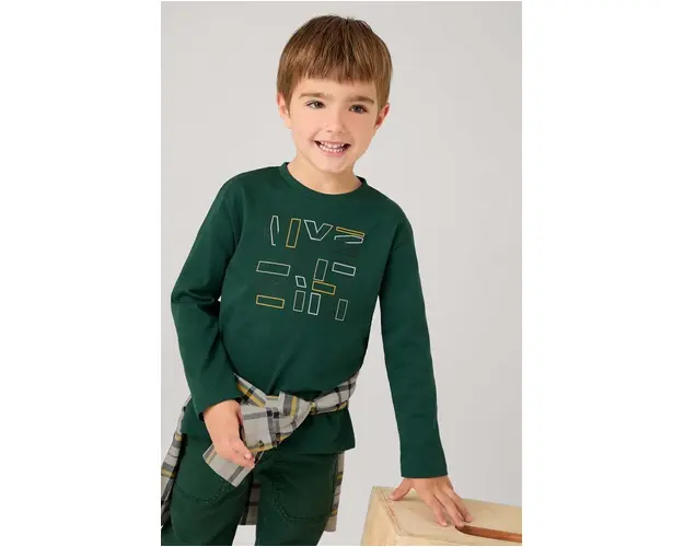 Mayoral longsleeve din bumbac pentru copii culoarea verde, cu imprimeu, 173