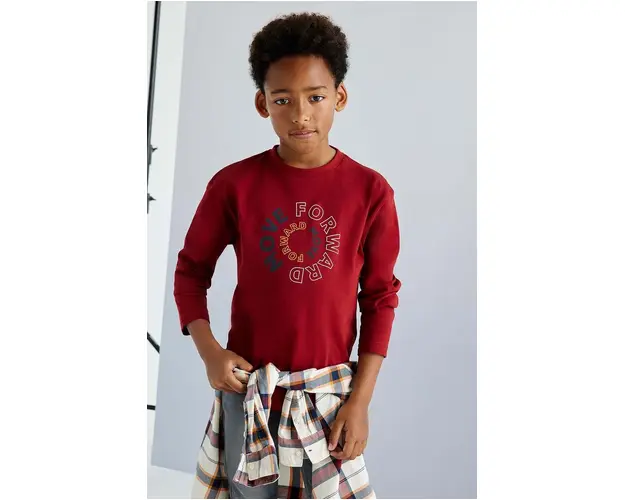 Mayoral longsleeve din bumbac pentru copii culoarea bordo, cu imprimeu, 842