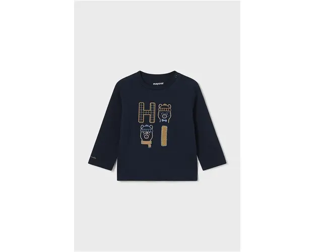 Mayoral longsleeve din bumbac pentru bebelusi culoarea albastru marin, cu imprimeu, 2030