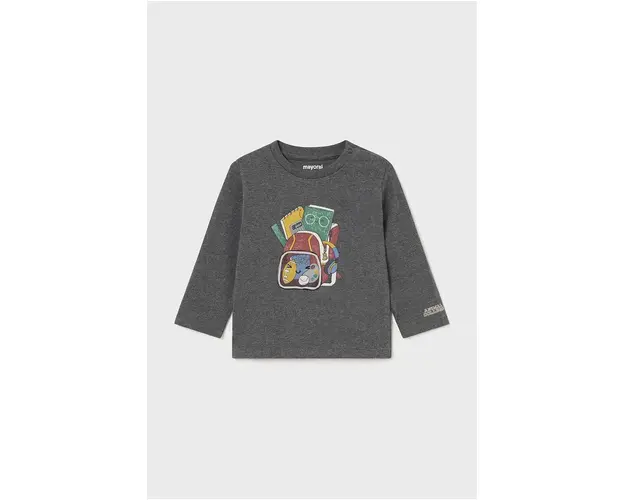 Mayoral longsleeve din bumbac pentru bebelusi culoarea gri, cu imprimeu, 2033