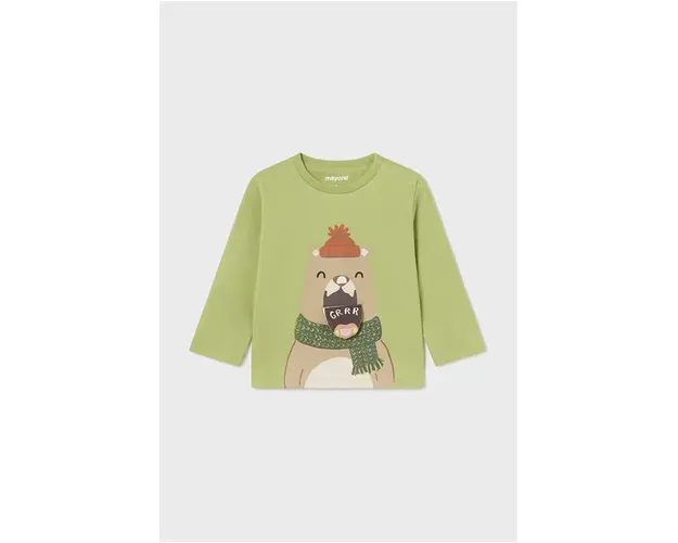 Mayoral longsleeve din bumbac pentru bebelusi culoarea verde, cu imprimeu, 2035