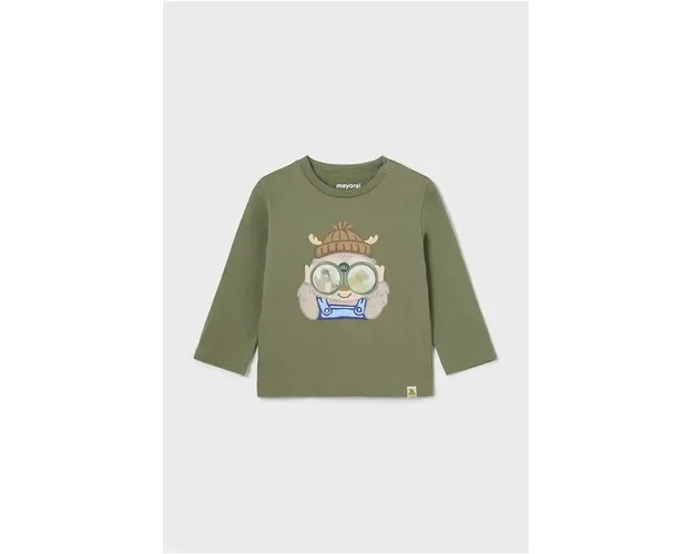 Mayoral longsleeve din bumbac pentru bebelusi culoarea verde, cu imprimeu, 2036