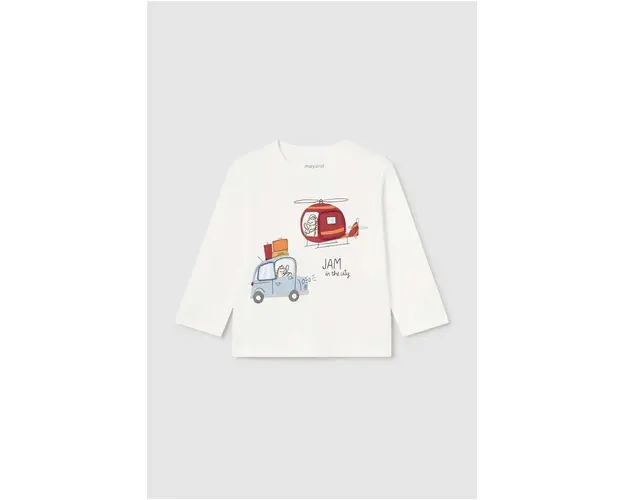 Mayoral longsleeve din bumbac pentru bebelusi culoarea bej, cu imprimeu, 2038