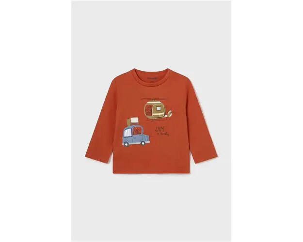 Mayoral longsleeve din bumbac pentru bebelusi culoarea portocaliu, cu imprimeu, 2038