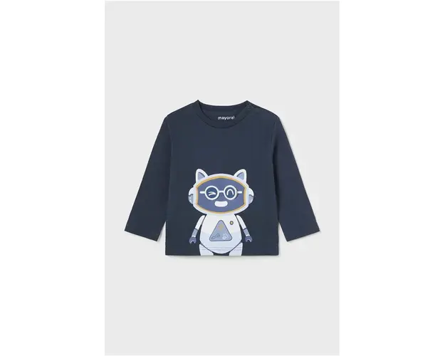 Mayoral longsleeve din bumbac pentru bebelusi culoarea albastru marin, cu imprimeu, 2040