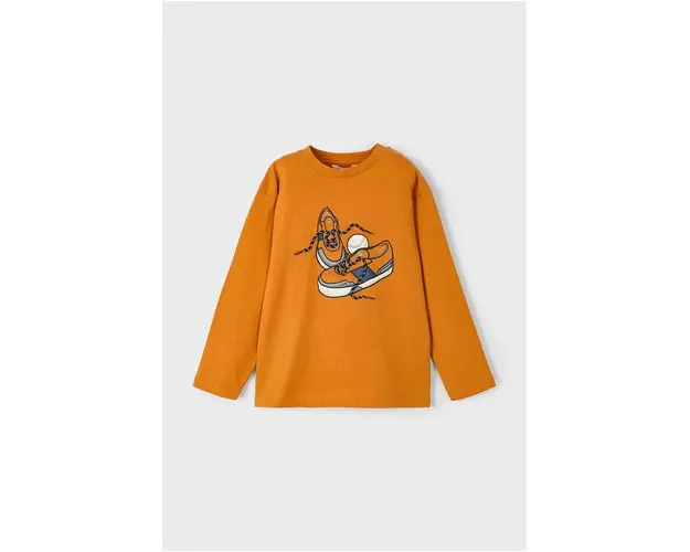 Mayoral longsleeve din bumbac pentru copii culoarea portocaliu, cu imprimeu, 4040