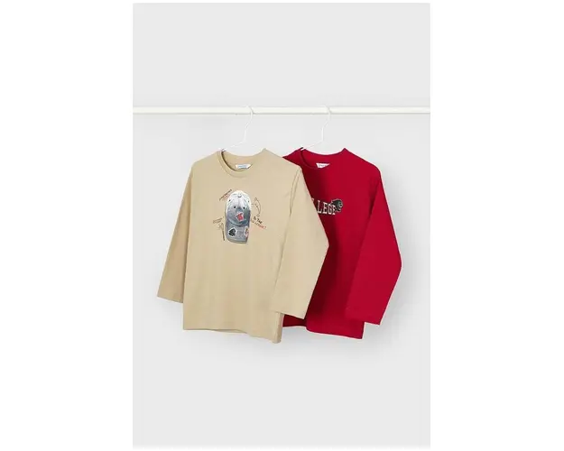 Mayoral longsleeve din bumbac pentru copii 2-pack culoarea rosu, cu imprimeu, 4041