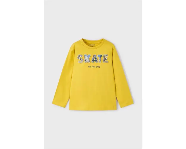 Mayoral longsleeve din bumbac pentru copii culoarea galben, cu imprimeu, 4050