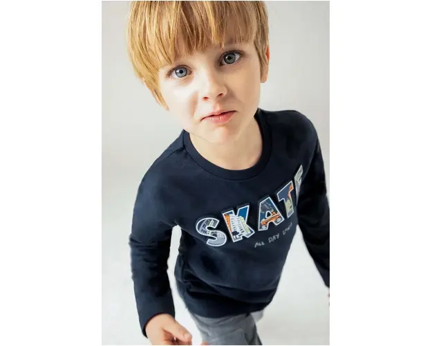 Mayoral longsleeve din bumbac pentru copii culoarea albastru marin, cu imprimeu, 4050