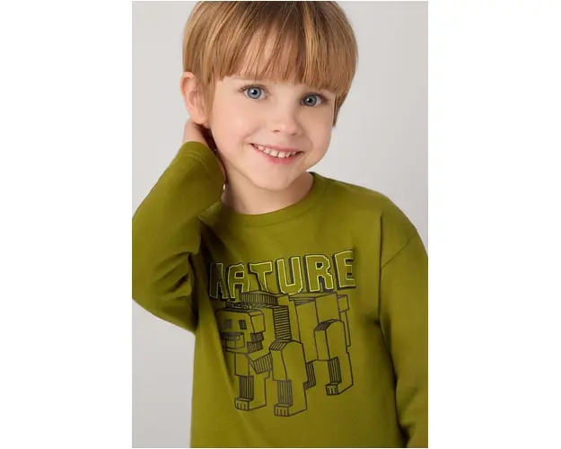 Mayoral longsleeve din bumbac pentru copii culoarea verde, cu imprimeu, 4051