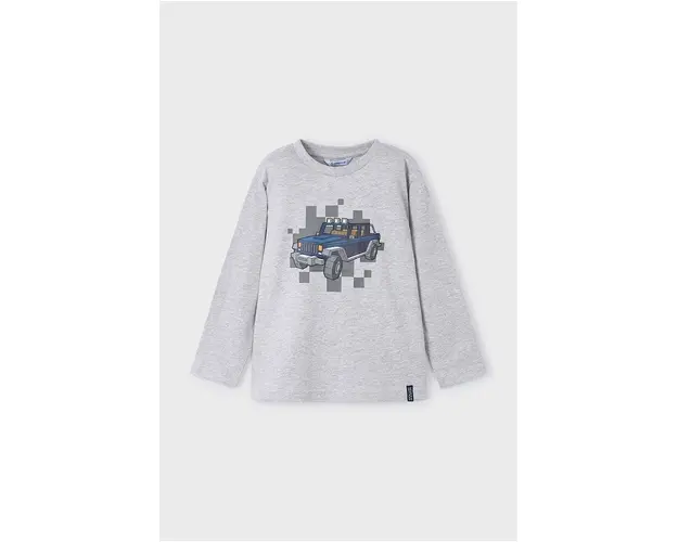 Mayoral longsleeve din bumbac pentru copii culoarea gri, cu imprimeu, 4052