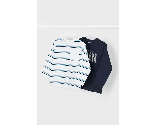 Mayoral longsleeve din bumbac pentru copii 2-pack culoarea albastru marin, modelator, 4053