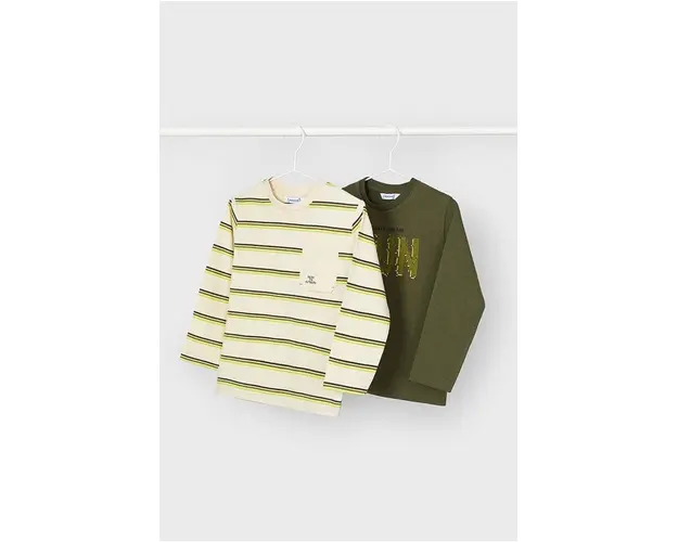 Mayoral longsleeve din bumbac pentru copii 2-pack culoarea verde, modelator, 4053