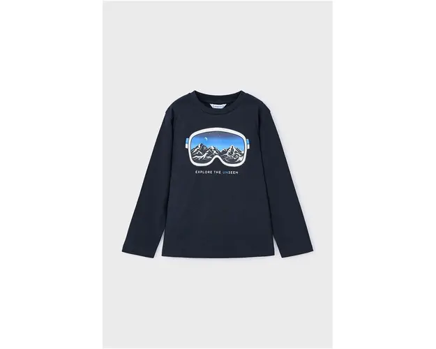 Mayoral longsleeve din bumbac pentru copii culoarea albastru marin, cu imprimeu, 4056