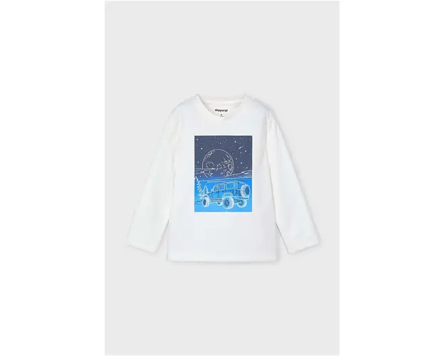 Mayoral longsleeve din bumbac pentru copii culoarea bej, cu imprimeu, 4057