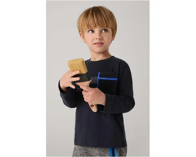 Mayoral longsleeve din bumbac pentru copii culoarea albastru marin, cu imprimeu, 4058