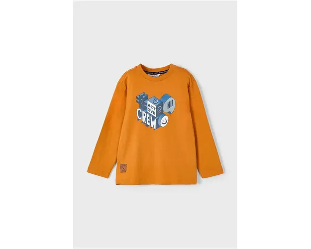 Mayoral longsleeve din bumbac pentru copii culoarea portocaliu, cu imprimeu, 4059