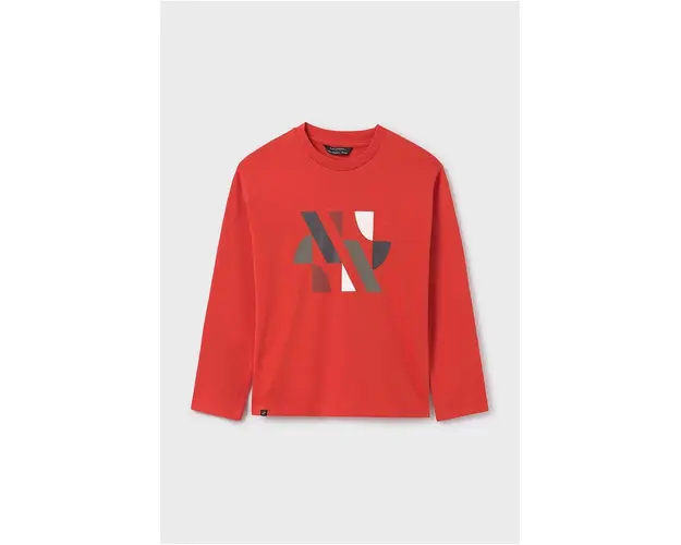 Mayoral longsleeve din bumbac pentru copii culoarea portocaliu, cu imprimeu, 7080