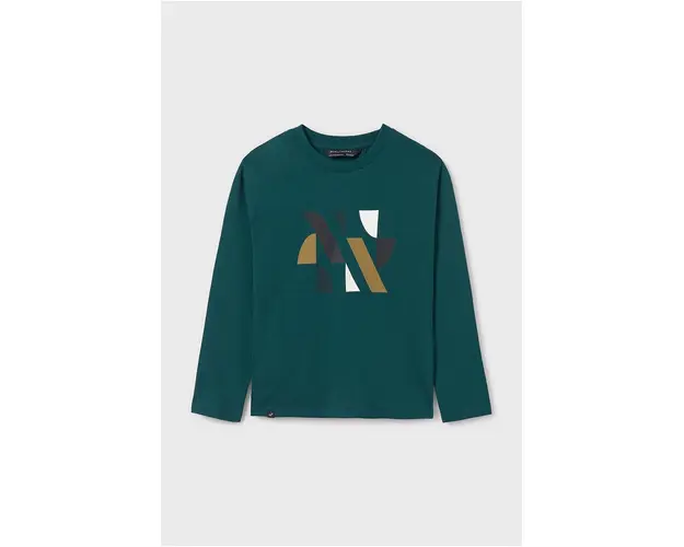 Mayoral longsleeve din bumbac pentru copii culoarea verde, cu imprimeu, 7080