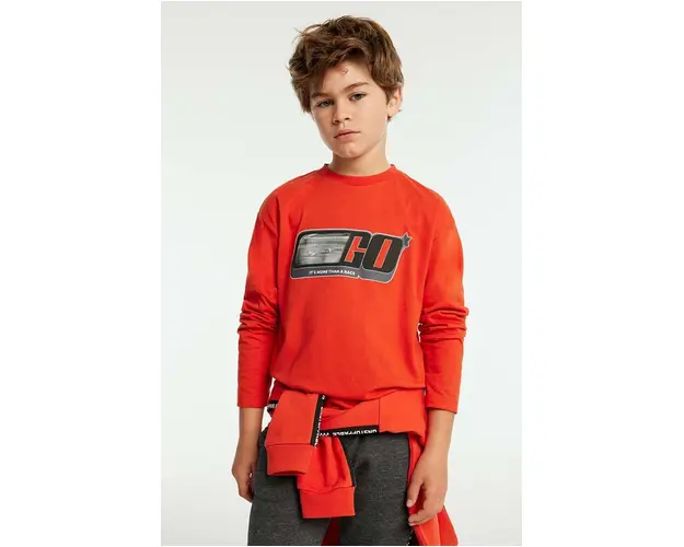 Mayoral longsleeve din bumbac pentru copii culoarea portocaliu, cu imprimeu, 7088