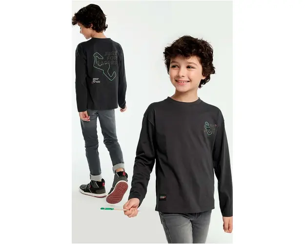 Mayoral longsleeve din bumbac pentru copii culoarea gri, cu imprimeu, 7089