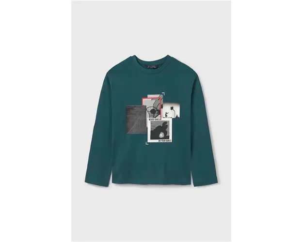 Mayoral longsleeve din bumbac pentru copii culoarea verde, cu imprimeu, 7092
