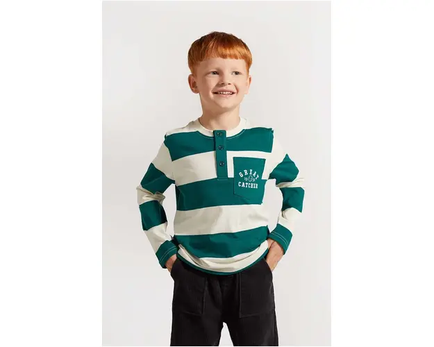Coccodrillo longsleeve din bumbac pentru copii culoarea verde, modelator, ACADEMY BOY KIDS