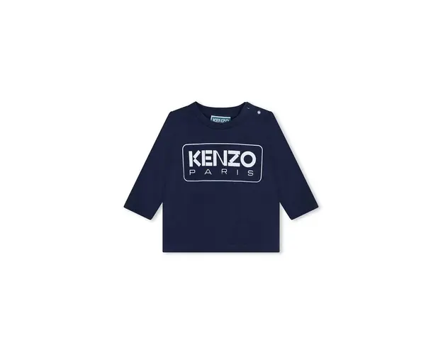 Kenzo Kids longsleeve din bumbac pentru copii culoarea albastru marin, cu imprimeu, K60518
