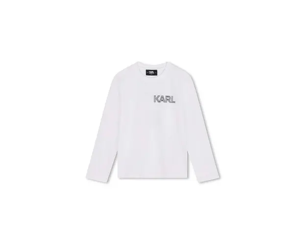 Karl Lagerfeld longsleeve din bumbac pentru copii culoarea alb, cu imprimeu, Z30243